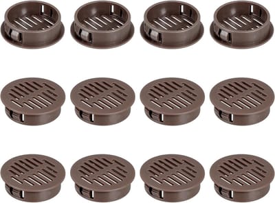 12x Ronde Ventilatie Roosters 35mm voor Plafond, Keuken en Badkamer - Donkerbruin Kunststof