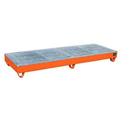 BAUER AW-4/B/PE opvangbak met rooster, 218 l, B 2415 x D 815 x H 255 mm, oranje