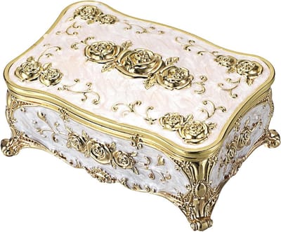 Luxe Vintage Sieradenbox voor Oorbellen, Kettingen en Ringen - Perfect als Trouwen Cadeau en Decoratie voor Vrouwen en Meisjes (Beige)