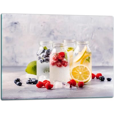TMK ArtDeko Serie - Glazen Snijplank - 52x40 cm - Fruitmotief - Hittebestendige Dekplaat