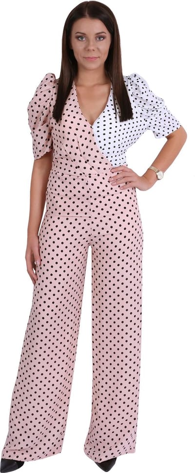 Roze-wit, elegant jumpsuit/broekpak - XS