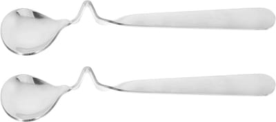 2 roestvrijstalen lepels - Lepel met gebogen handvat om kopjes aan op te hangen - Multifunctionele lepel - Anti-druppel honingstrooplepel - Roestvrijstalen jamlepel, theelepel, koffieroerlepel - Keukengerei - 14,5 cm
