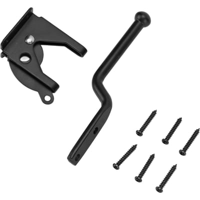 Loquet de sécurité en acier au carbone pour portes noires, idéal pour les abris de jardin, les placards et les casiers.