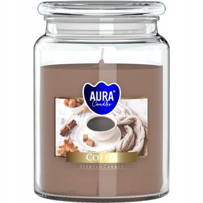 Bispol Aura Grote Geurkaars Glas - Koffie, 100u Brandduur, 500g