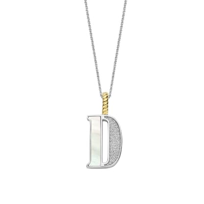 TI SENTO Dames Hanger - 925 zilver - Letter D - Parelmoer - 6840MW_D