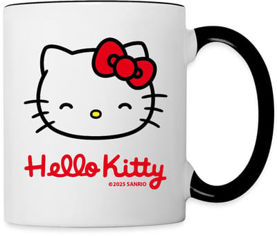 Hello Kitty Lacht Met Hello Kitty-Letters Mok Tweekleurig