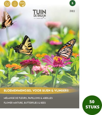 Tuin de Bruijn® zaden - Bloemenmengsel voor bijen en vlinders - 50 uitdeelzakjes - leuk als cadeau