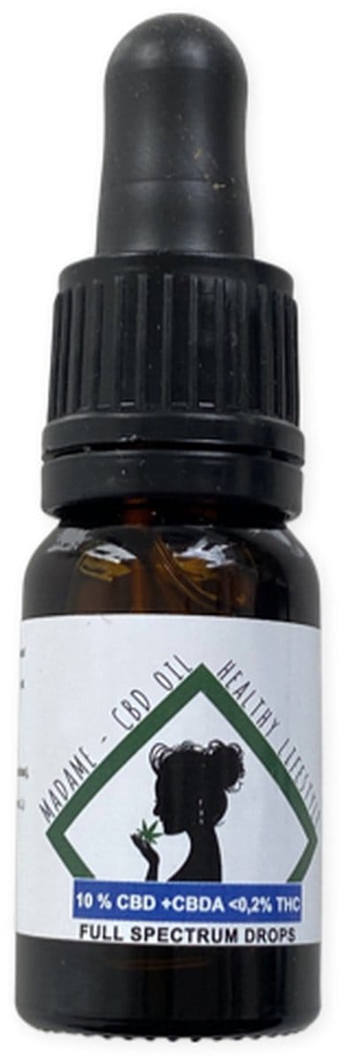 Madame CBD oil - cbd olie - 10% - full spectrum - cbd + cbda - cbd olie 10 ml - 100% natuurlijk - zeer betrouwbaar - hoog kwaliteit