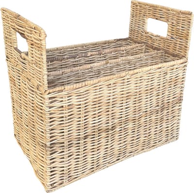 Rieten Tijdschrifthouder Naturel - 3 vakken - 40x26xH35 cm - Lectuurmand - Rotan Lectuurbak
