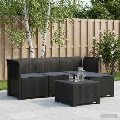 vidaXL - 4-Zitter - Tuin - Sofa - met - Kussens - Rattan - Look - PP - Antraciet