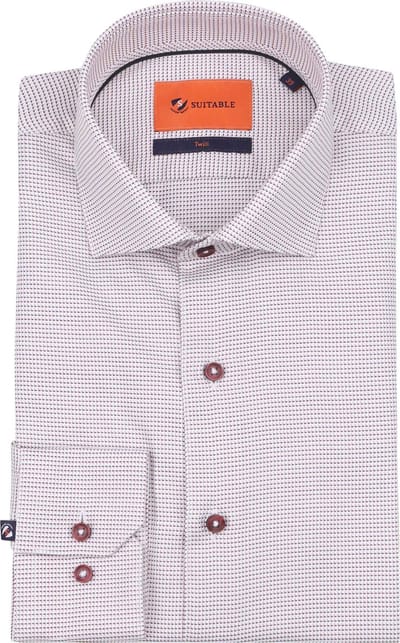 Suitable Overhemd Print Rood Hook - Maat 39 - Heren - Overhemden Formeel