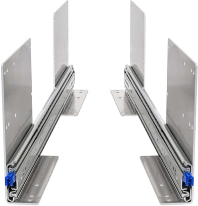 Set 250kg ladegeleiders + haakse H42 / 118 / 194 mm vloermontage 3-hoog 500 mm 20inch met vergrendeling en volledig uitschuifbaar - Lange laderails lock in/uit met hoge lichte beugels 50cm 20"