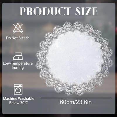 Dailygoods- Tafelkleed 60 cm x 60 cm - Ronde Tafelkleed - Kanten Rand - Linnen Materiaal - Decoratie Eettafel - Elegant Design - Tafelmat