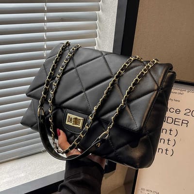 Sac à bandoulière tendance pour femme, grande capacité, automne et hiver, sac à bandoulière avec chaîne en diamant de haute qualité gray