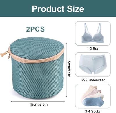 2 Stuks Waszakken voor Wasmachine, 15 x 15 cm Beha-Waszak, Beha-Net voor Wasmachine, Waszak voor Beha's met Verborgen Ritssluiting, Herbruikbare, voor Ondergoed, Sokken, Reiswasserij, Organisatie