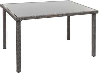 Poly-rattan tafel MCW-G19, tuintafel balkontafel, 120x75cm ~ grijs