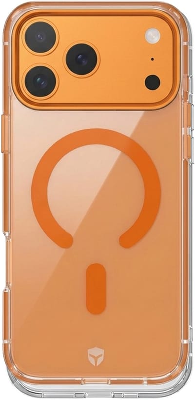 Force Case, Hoesje geschikt voor iPhone 17 Pro Max - Metalen Rand MagSafe Anti-Shock 2m, Oranje