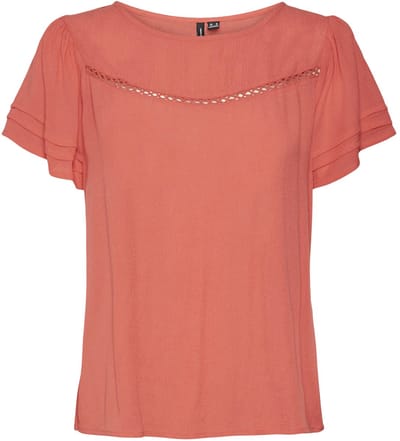 Vero Moda T-shirt Vmmenny Ss Lace Top Wvn Ga 10303665 Cayenne Dames Maat - S