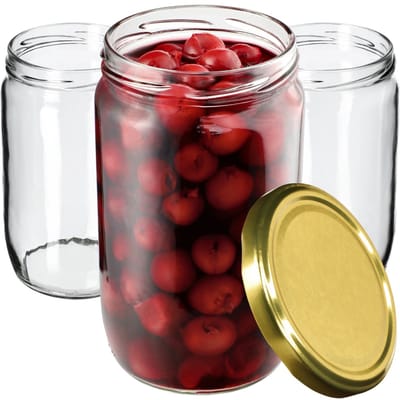 KADAX Weckpotten, 720 ml, inmaakpotten voor schroefdeksel, jampot, voorraadpot, conservenglas, ronde potten (goud, 8 stuks)