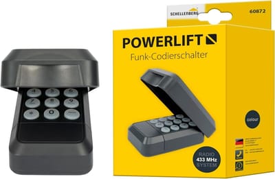 Schellenberg draadloze codeschakelaar voor garagedeuren met afdekking, radiofrequentie 433,92 MHz tot 20 m, werkt op batterijen, 60872