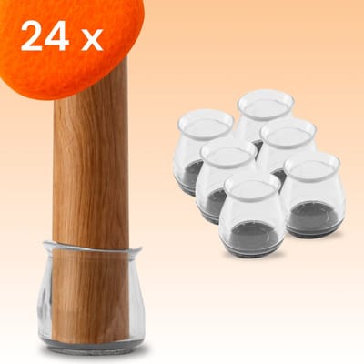 FLOOQ - Stoelpoot Doppen – Hoge transparantie - 35-50mm – Rond - met Anti-Kras Vilt – Stoelpoot beschermers - Vloerbescherming – Stoelpootbeschermers – 24 Stuks – Upgraded model – Rond