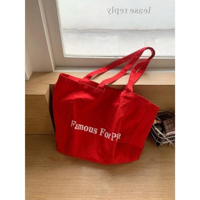 Nieuwe Rode Letter Canvas Tas Lente Luie Stijl Grote Capaciteit Eén-schouder Tote Tas Casual Boodschappen Stoffen Tas gray