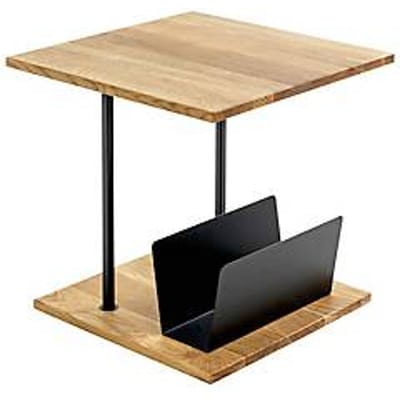 HAKU SACRAMENTO 7 bijzettafel, vierkant, stalen buis met poedercoating, massief houten plank, geolied, B 450 x D 450 x H 450 mm, eiken/zwart