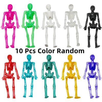 10 Stuks Rekbaar Zacht Rubber Schedel Skelet Zombie Pop Trick Speelgoed voor Kinderen Halloween Decoratie Feest Attributen Leuk Decompressie Cadeau St Praktisch Gebruik white