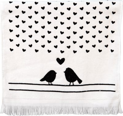 Clayre & Eef Gastendoekje 40x66 cm Zwart Wit Katoen Vogel