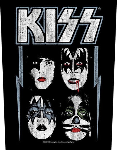 Kiss - Faces Rugpatch - Zwart