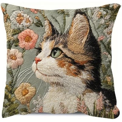 VIKAMA Boheemse Stijl Kat Kussenhoezen Stoel Woonkamer Kussensloop Gezellig Rits Bank Kussenhoezen Slaapkamer Binnen Huisdecoratie 40x40cm