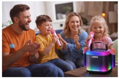 EISENZ Karaoke Speaker met 2 Microfoons – Draadloze Bluetooth Speaker voor Kinderen & Volwassenen – AUX / USB / TF Kaart – Draagbaar – EZ081 | Zwart Karaoke Set