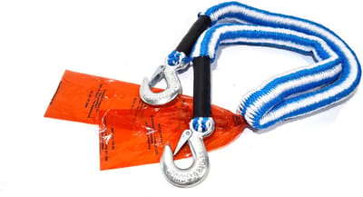 JUMBO sleepkabel stretch 2500 kg, blauw wit, rode veiligheidsvlag, auto slepen