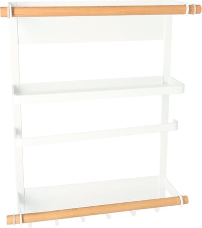 QUVIO Keukenrekje van metaal magnetisch / Keuken opbergrek voor kruiden, handdoeken en opscheplepels - Wit