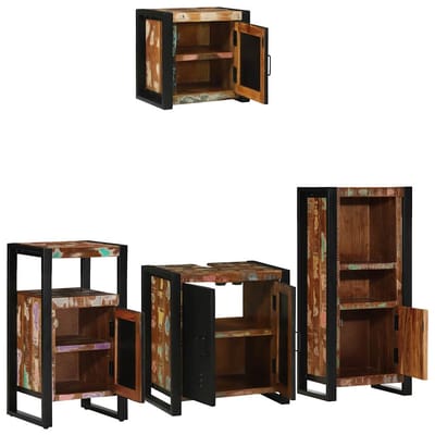 vidaXL Badkamermeubel Set met lade 4 pcs Massief Gerecycleerd Hout