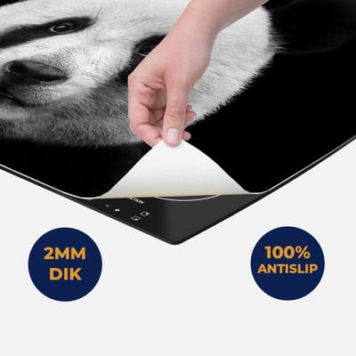 Chefcare Inductie Beschermer Panda - Pandakop - Zwart Wit - 60x50 cm - Afdekplaat Inductie - Kookplaat Beschermer - Inductie Mat