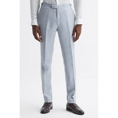 Reiss Lagoon-herringbone Suit Pants Blue Maat: 38 | Kostuumbroeken Outlet | Heren | Blauw