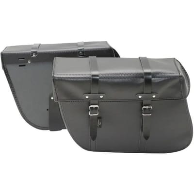 Paar trapeze achtertassen vintage - riembevestiging - lederlook Sportfabric S202 36 x 11 x 28 cm