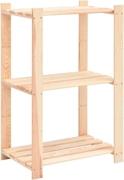 Houten Opbergrek - Stellingkast - Opslag Organisatie - Massief Grenenhout - 60x38x90 cm - Naturel