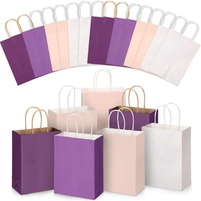 32 Stuks Kraft Cadeauzakjes met Handvat – Assorti Kleuren Cadeautasjes voor Feest en Verjaardag