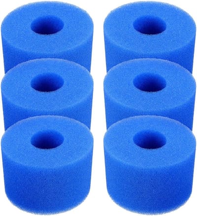 SNQ ilter - Herbruikbaar - 6 stuks - 10,8 × 7,3 cm - Wasbaar schuim - Filterspons - Geschikt voor jacuzzi, zwembadfilter - Blauw