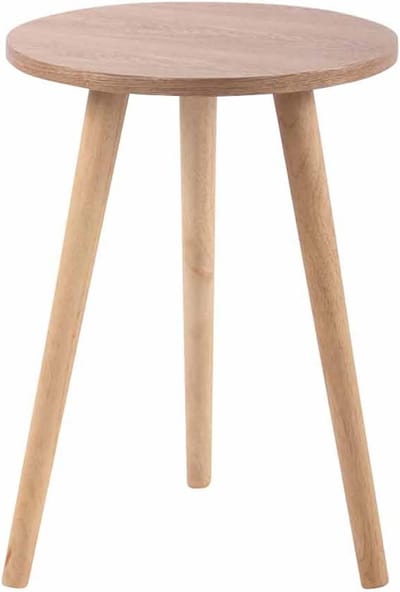 Bijzettafel Rond - Tafel Meubel - Woonkamer Decoratie - Houten Frame Stabiel - Diameter 40cm - Natura