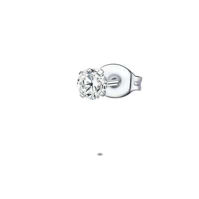 Twice As Nice Oorbel per stuk in edelstaal, zirkonia, 4 mm