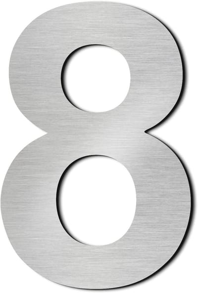 Huisnummer Edelstaal - Nummer Huis Deur - Adres Aangeven - Zwevend Effect - 22.8 cm - Zilver