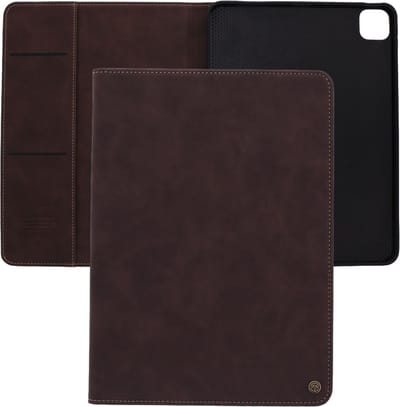Bookcase hoesje - Tabletcase met pasjeshouder - Donkerbruin - Geschikt voor: Apple iPad Pro 11 (2022) / iPad Pro 11 (2021) / iPad Pro 11 (2020)