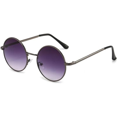 Nieuwe Visserij Vrije Tijd Ronde Metalen Heren Zonnebril Retro Vintage Zonnebril Voor Mannen Vrouwen Mode Oogbril Zon Bril Uv400 Bril 1PC gray