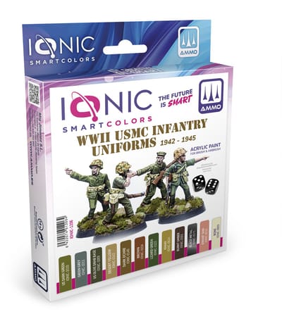 AMMO by Mig Jimenez Hobbyverf Acrylverf - MIG IO1206 Ionic Smart Colors - WWII USMC Infantry Uniforms 1942–1945 Kleurenset - Acryl Set 12x20ml Verf set - 12x 20 ml