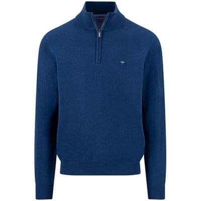 Fynch-Hatton Trui Troyer Zip Superfine 3-Ply Cotton Midnight / male