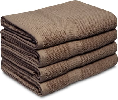 DoubleDry Popcorn Weave Handdoeken 70x140 cm - Set van 4 - 100% Katoen 450 g/m2 - OEKO-TEX Made in Green - Nougat