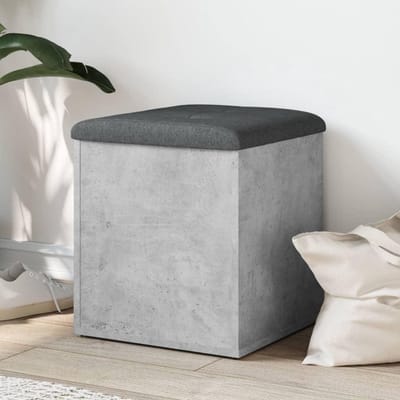 Opbergbank - Zitbank Bankje - Terras Meubilair - Geïntegreerd Zitkussen - 42 x 42 x 45 cm - Grijs cement